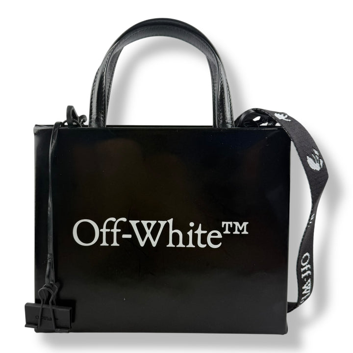 Off-White Mini Box Black Patent Leather Tote Bag
