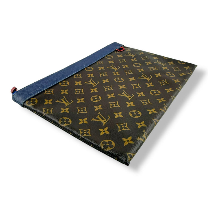 Louis Vuitton Brown/Blue Monogram Pochette Apollo Clutch Pouch