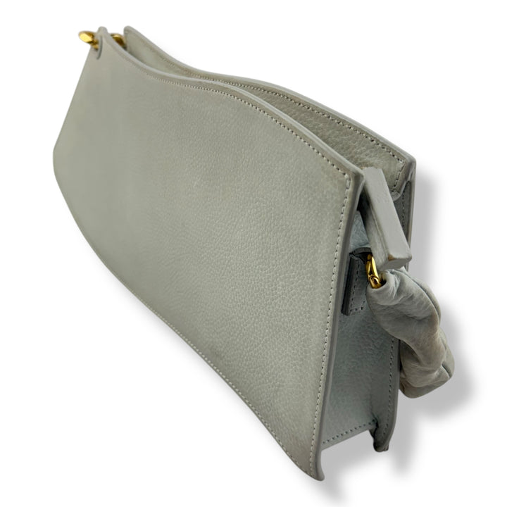 Jacquemus Vague Asymmetrical Grey Leather Shoulder Handbag