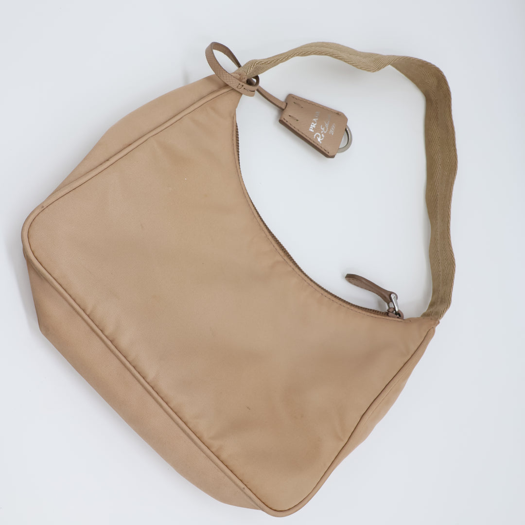 Prada Beige Nylon Re-Nylon Re-Edition 2000 Pochette Handbag