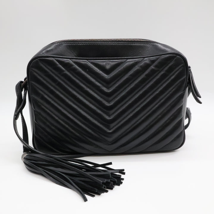 Saint Laurent Medium YSL Black Lou Black Quilted Leather Crossbody Handbag