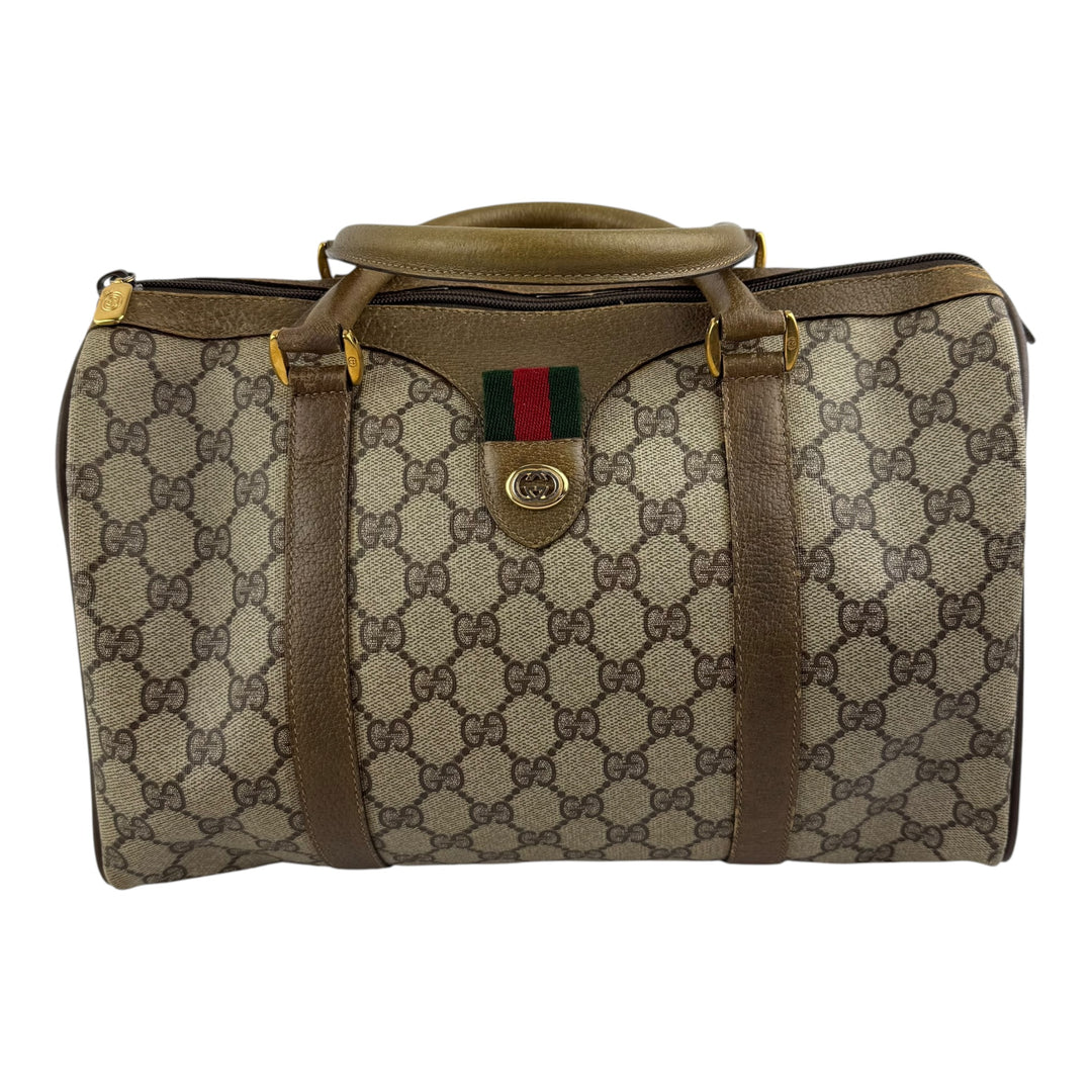 Gucci Beige GG Monogram Boston Canvas Bag
