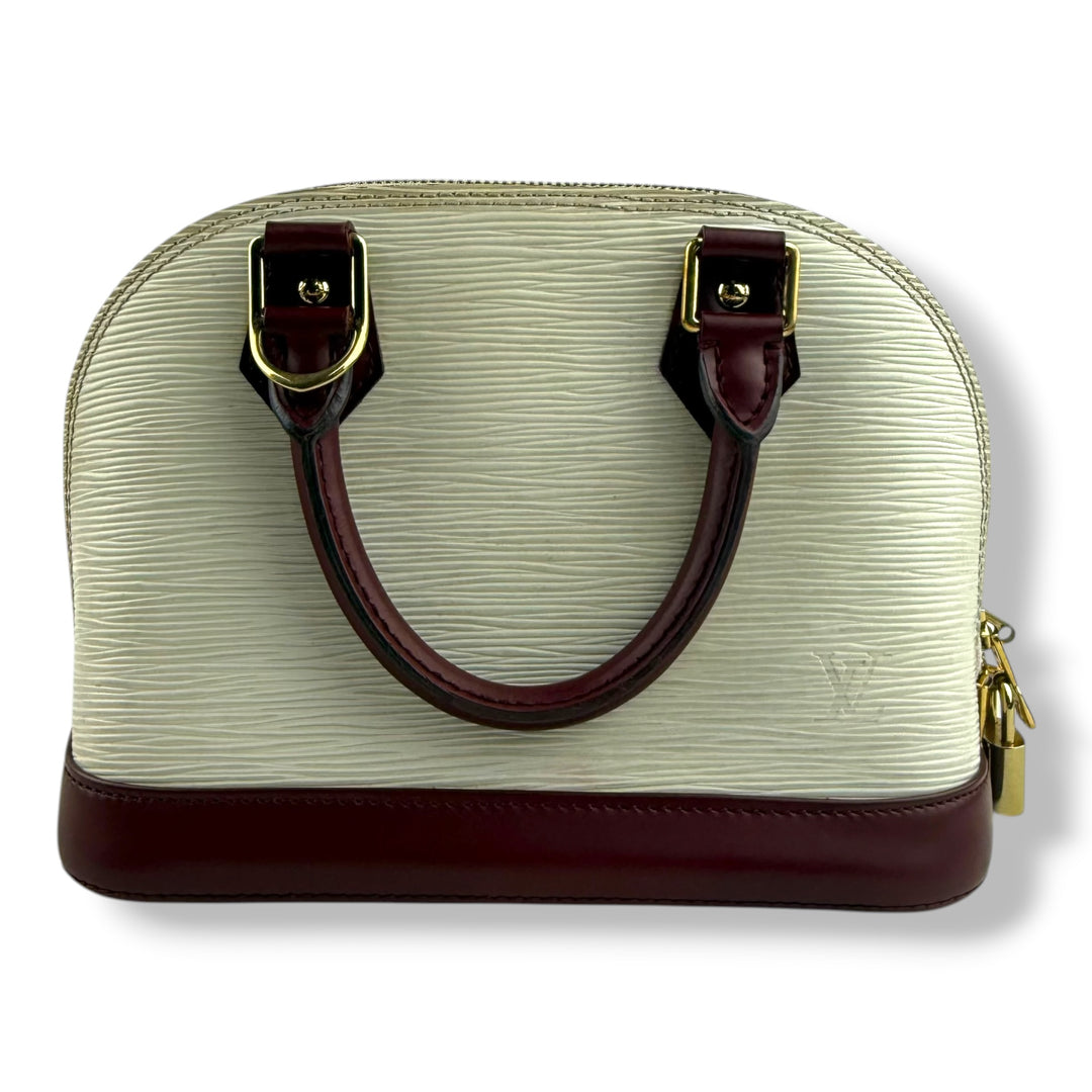 Louis Vuitton Alma BB Epi Leather White/Burgundy Handbag