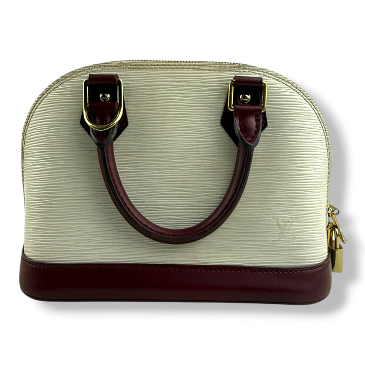 Louis Vuitton Alma BB Epi Leather White/Burgundy Handbag