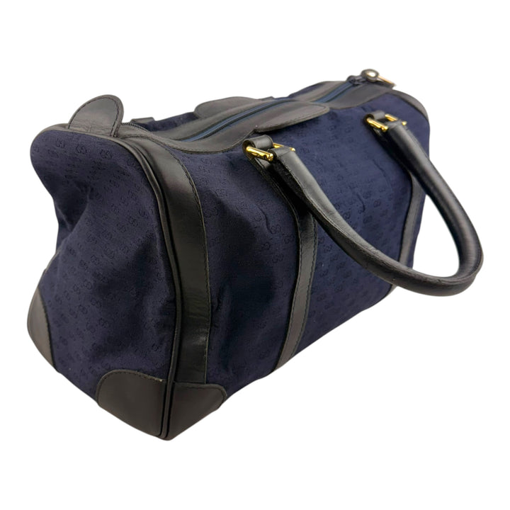 Gucci Navy GG Monogram Boston Canvas Bag