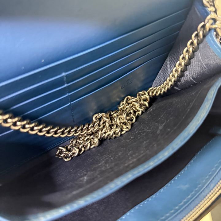 Gucci GG Dionysus Beige / Blue Bloom Wallet on chain Handbag
