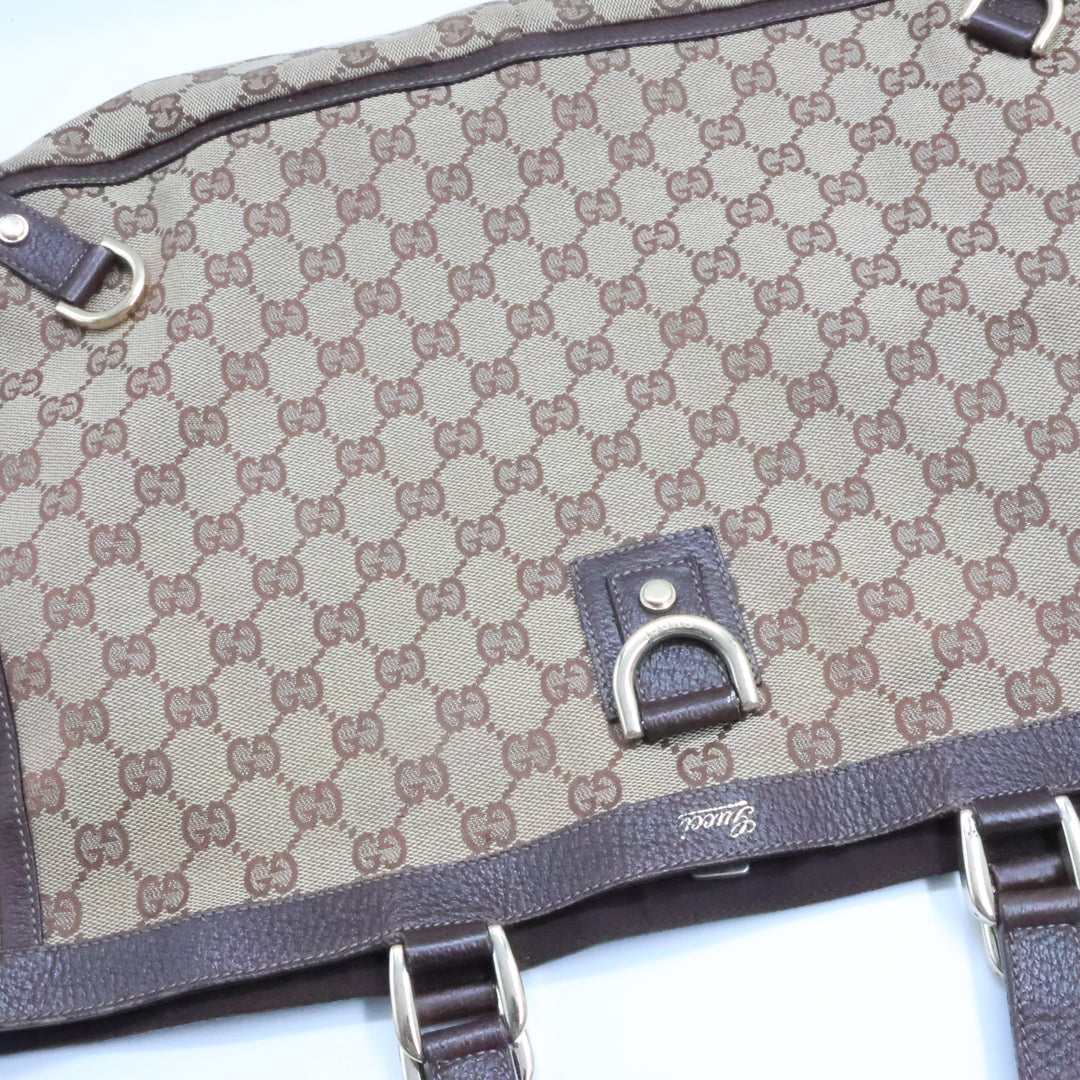 Gucci Abbey GG Beige/Brown Canvas Tote Handbag