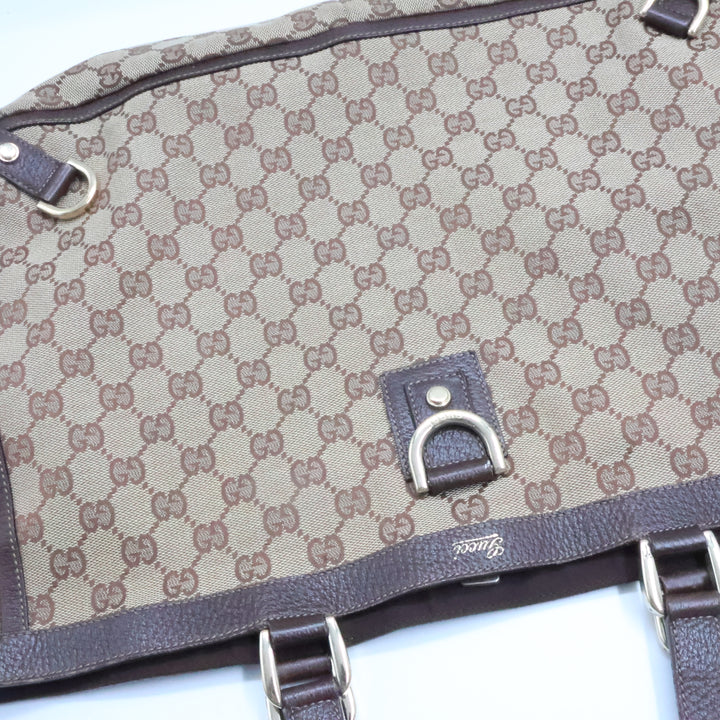 Gucci Abbey GG Beige/Brown Canvas Tote Handbag