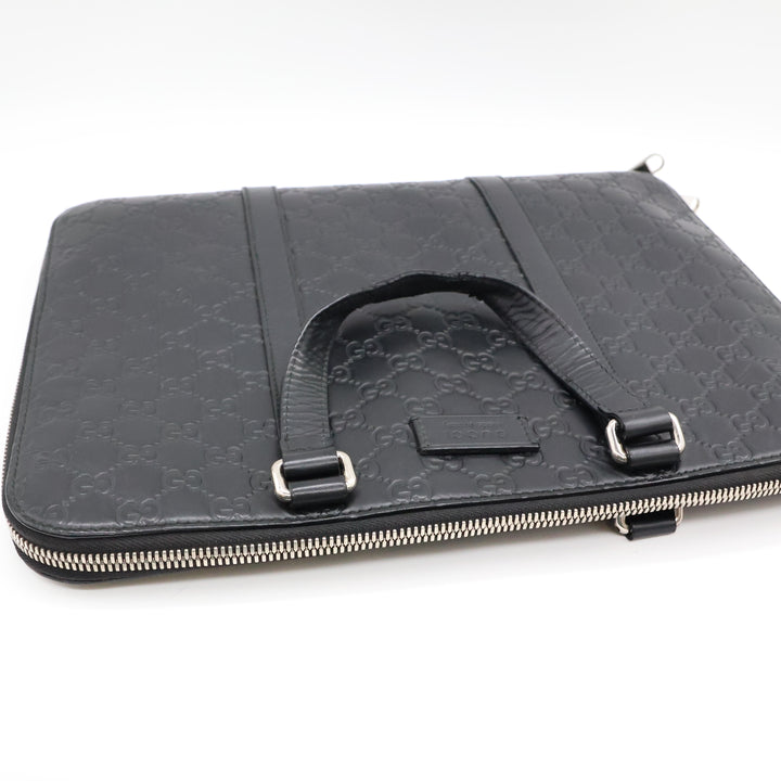 Gucci Guccissima Black Briefcase Business Bag