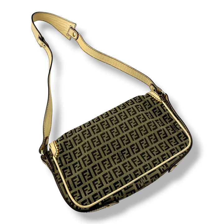 Fendi Beige Zucca Canvas Shoulder Handbag