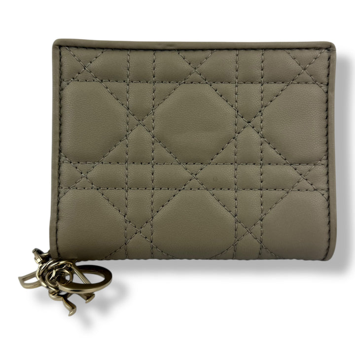 Mini Lady Dior Gardenia Wallet Powder Beige Cannage Lambskin