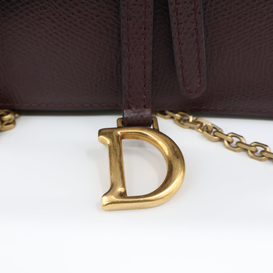 Dior Lady Dior Burgundy Wallet on Chain Pochette Bag