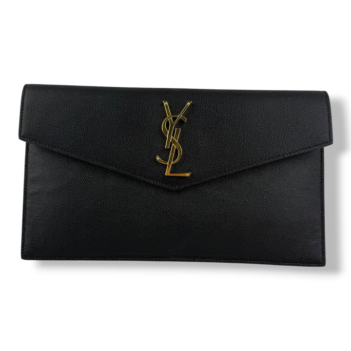 Saint Laurent YSL Uptown Black Leather Clutch Bag