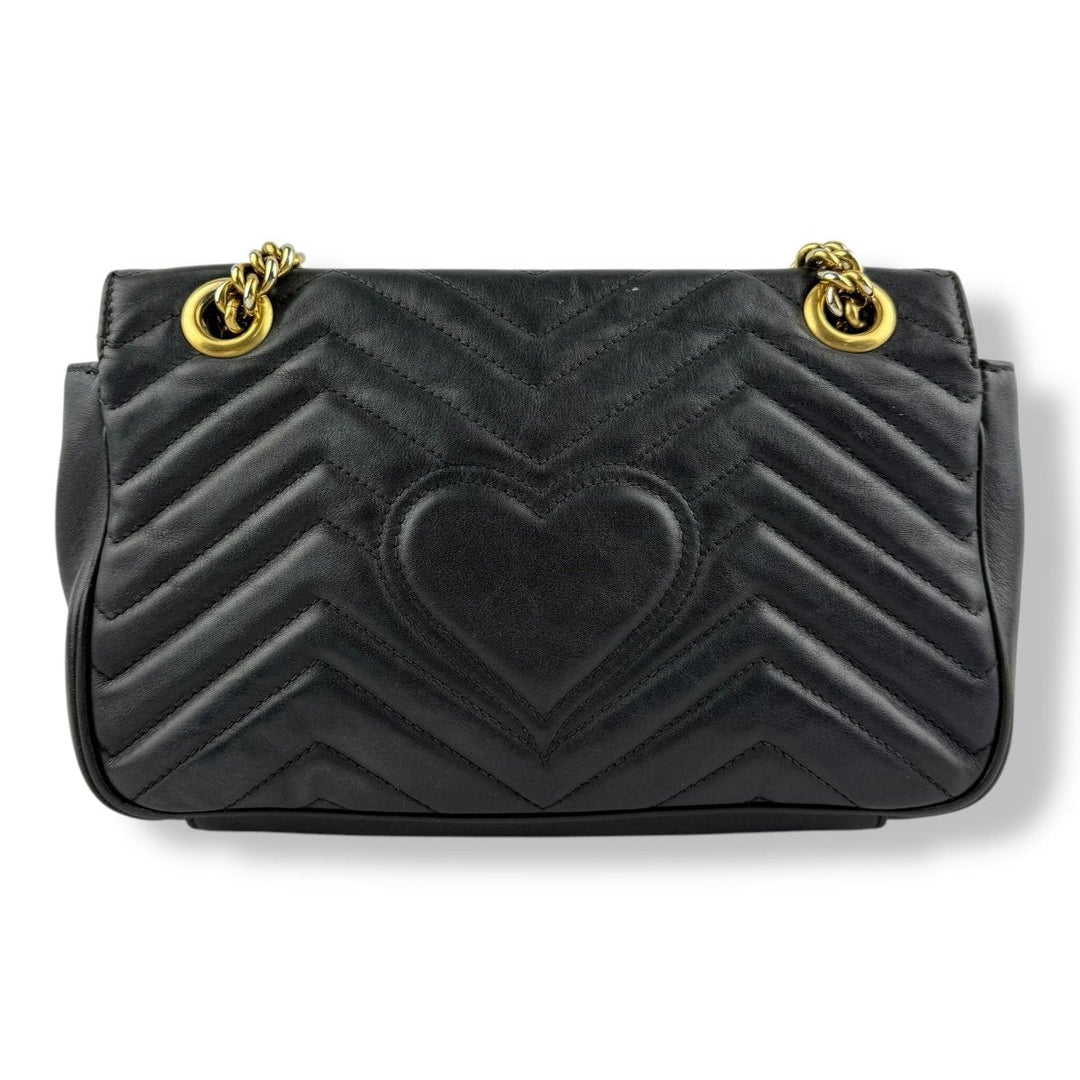Gucci GG Marmont Flap Black Leather Small Handbag