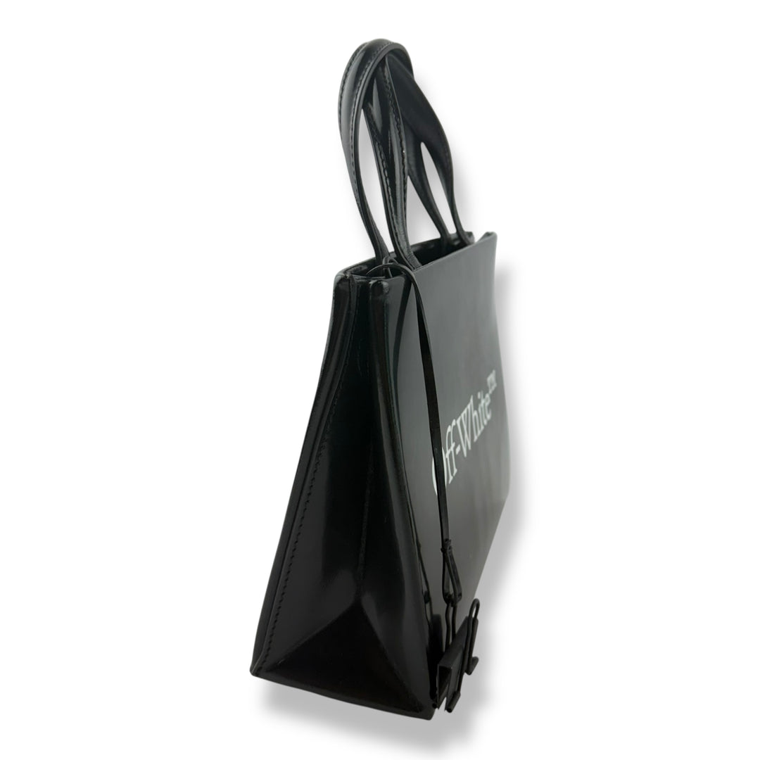 Off-White Mini Box Black Patent Leather Tote Bag