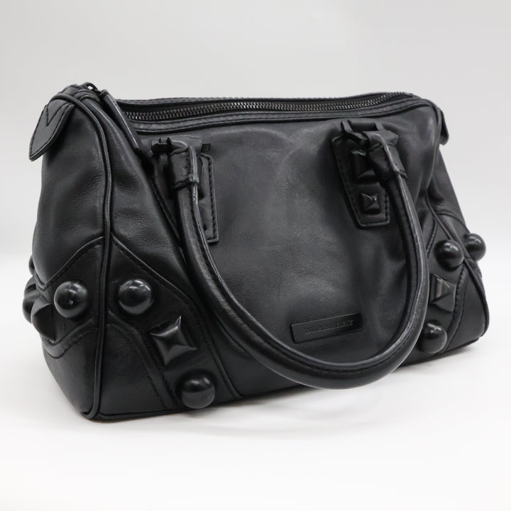 Burberry Black Leather Stud Bowling Bag