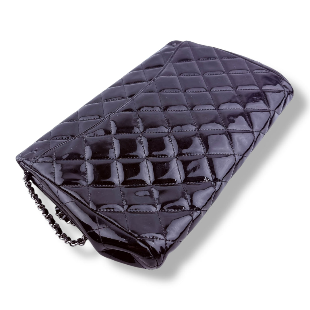 Chanel Black Patent Classic Flap Shoulder Handbag