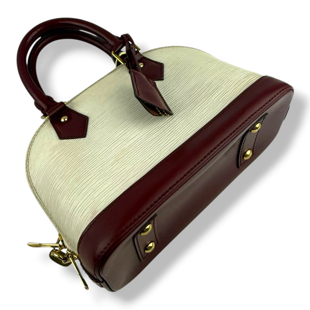 Louis Vuitton Alma BB Epi Leather White/Burgundy Handbag