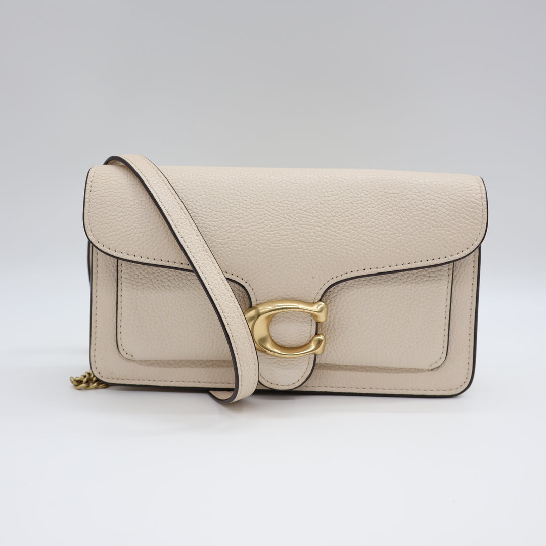 Coach Tabby Wallet On Chain Cream Leather Handbag