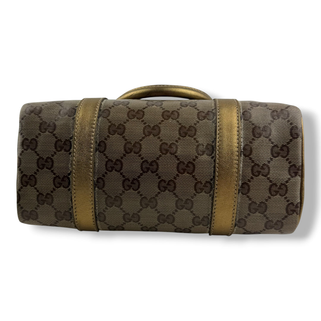 Gucci GG Gold/Beige Boston Canvas Bag