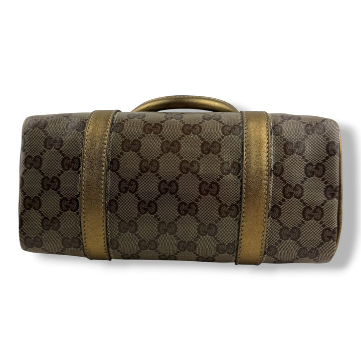 Gucci GG Gold/Beige Boston Canvas Bag