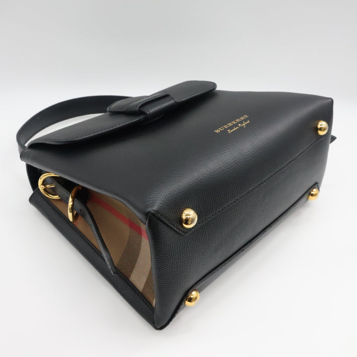 Burberry Black Grained Leather Camberley Top Handle Handbag