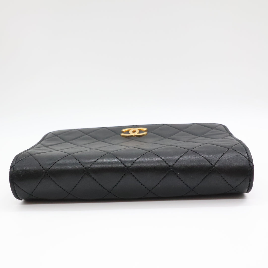 Chanel CC Mini Black Push Lock Single Flap Quilted Lambskin Shoulder Handbag