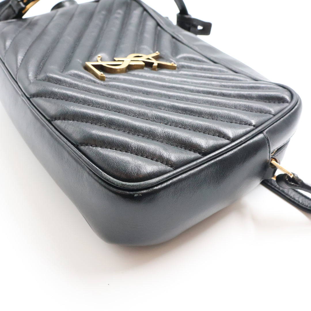 Saint Laurent Medium YSL Black Lou Black Quilted Leather Crossbody Handbag
