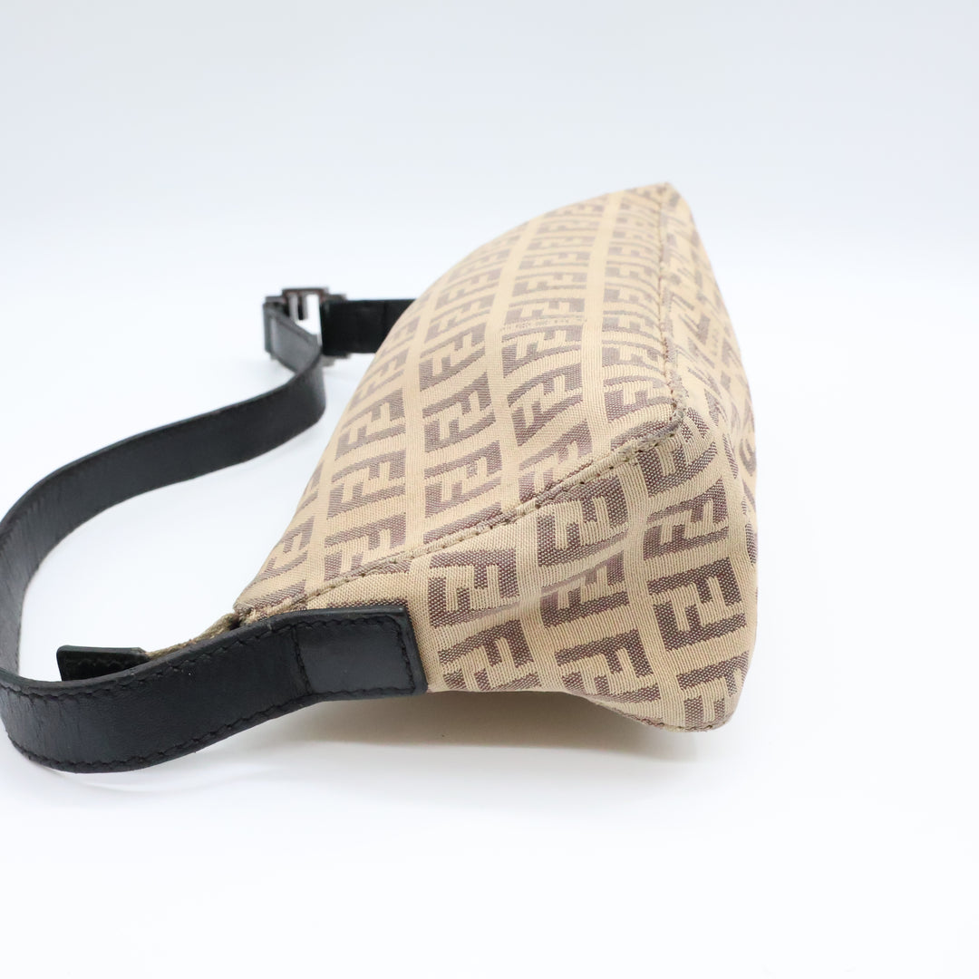 Fendi FF Zucchino Baguette Beige Handbag