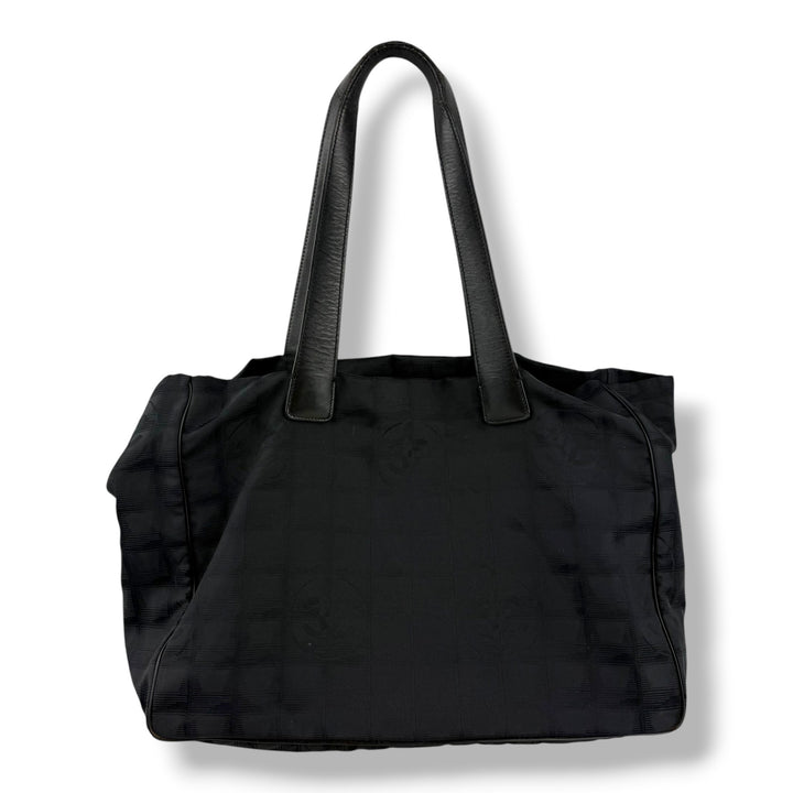 Chanel Black Travel Line Canvas Tote Handbag