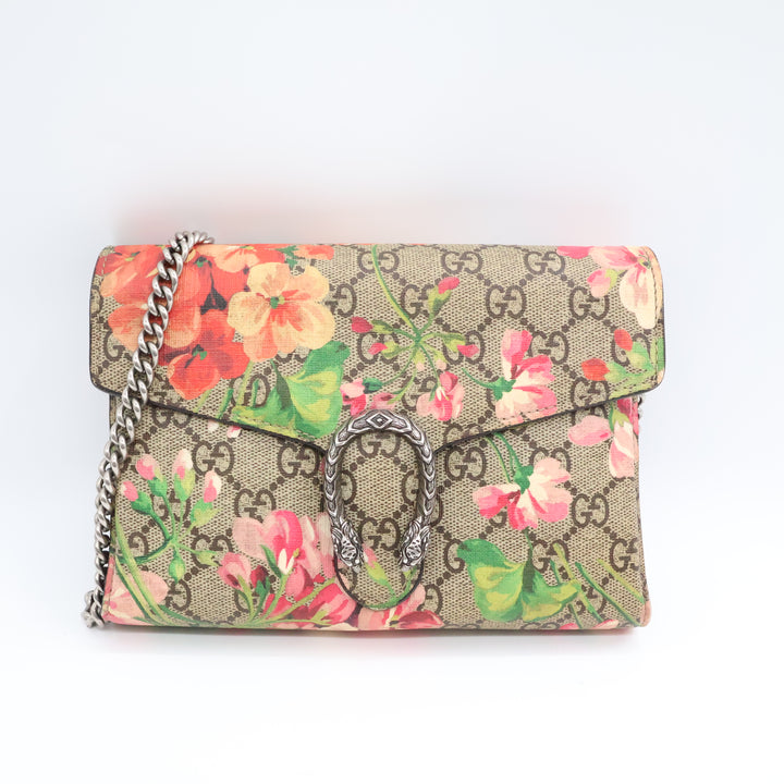 Gucci GG Dionysus Beige/Pink Bloom Wallet on chain Handbag
