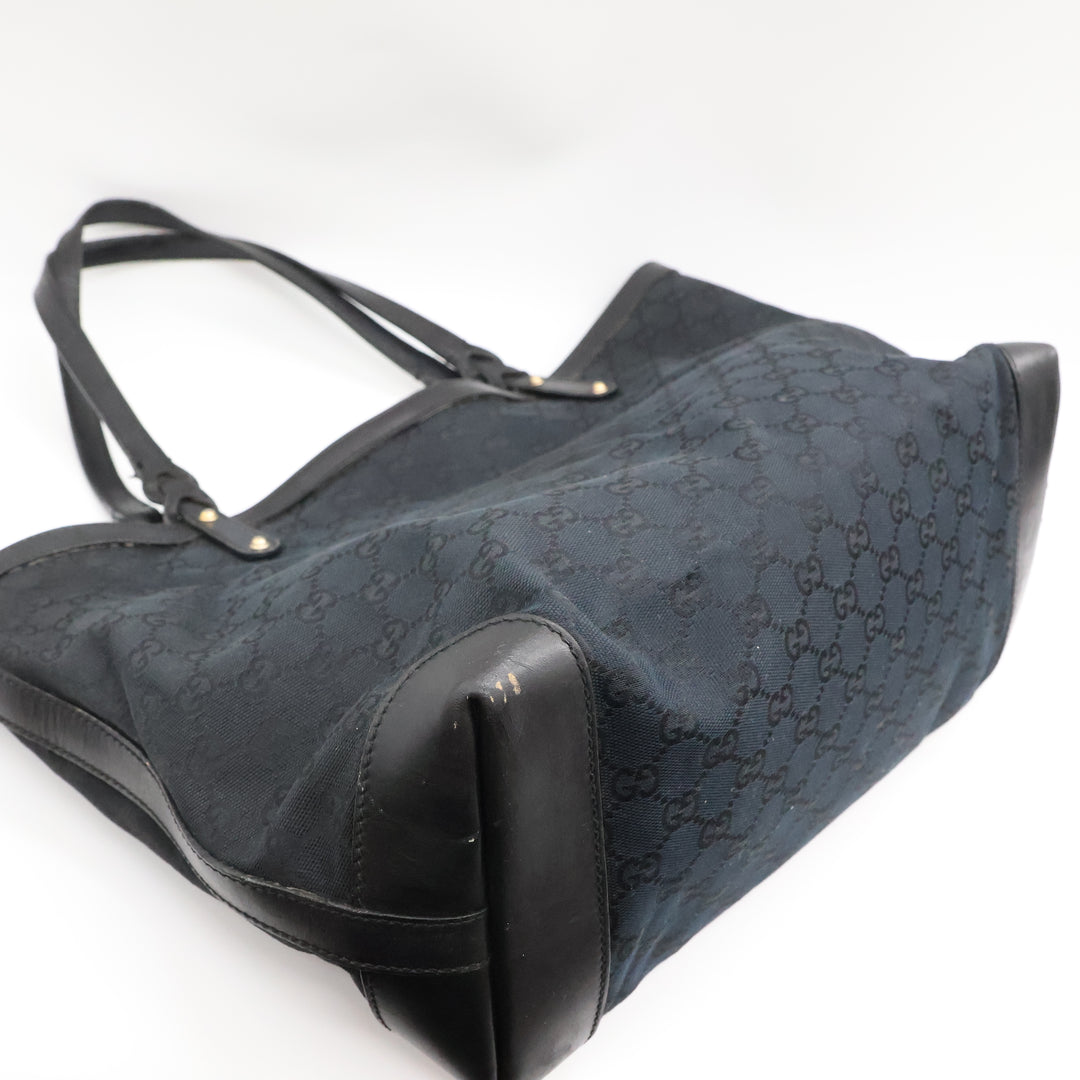 Gucci GG Black Monogram Tote Handbag W/ Pouch