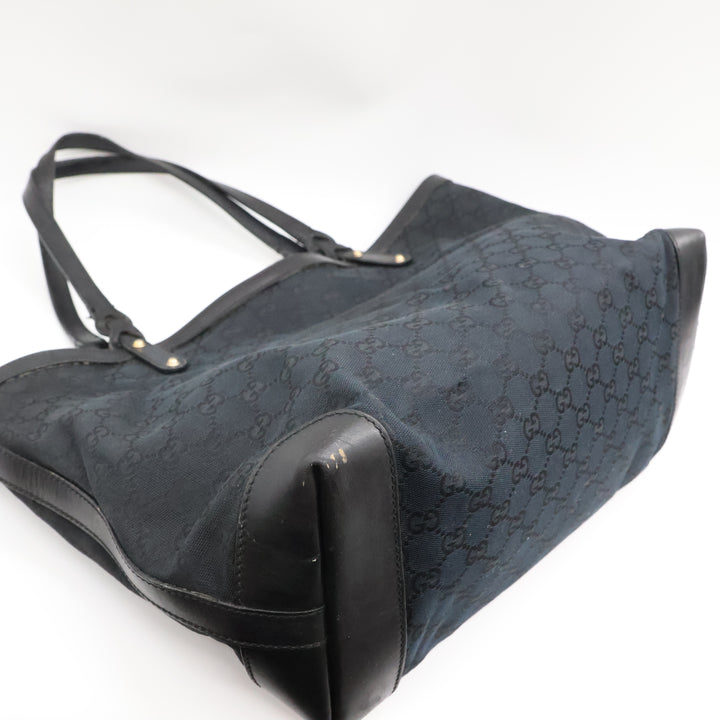 Gucci GG Black Monogram Tote Handbag W/ Pouch