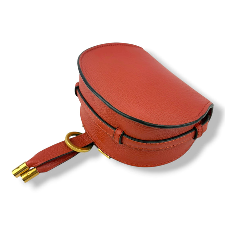 Chloe Marcie Mini Grained Leather Saddle Red Handbag