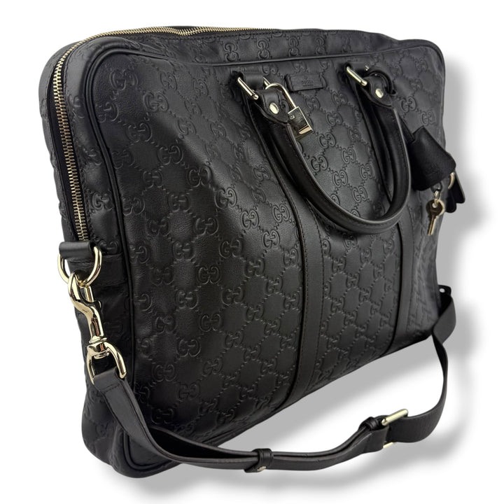 Gucci Guccissima Black Briefcase Business Bag