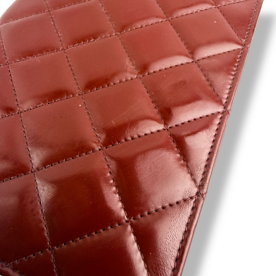 CHANEL Gloss Red Quilted Leather Wallet On Chain WOC Handbag