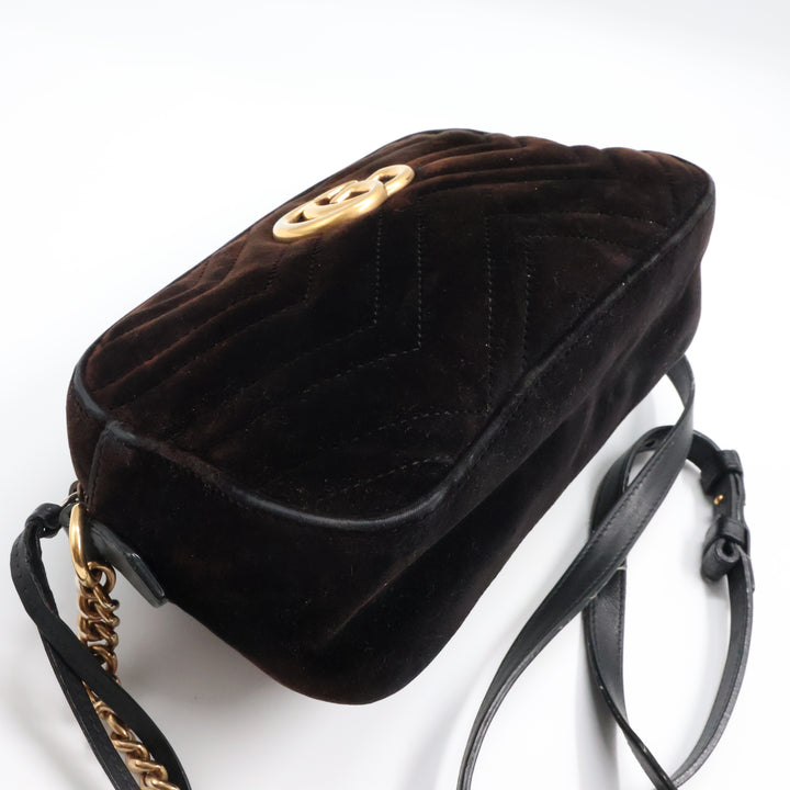 Gucci GG Marmont Black Velvet Small Camera Handbag