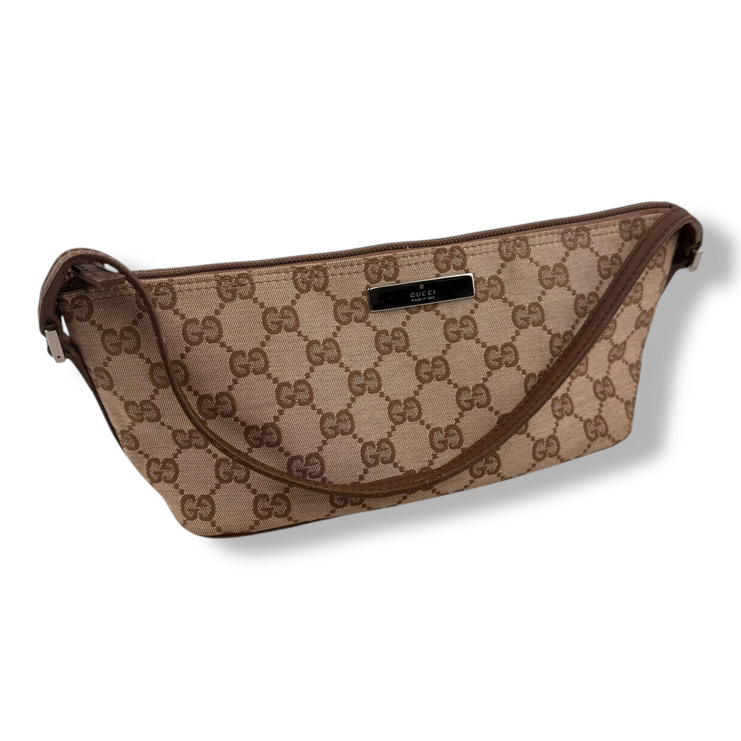 Gucci GG Supreme Beige/Brown Boat Pochette Handbag
