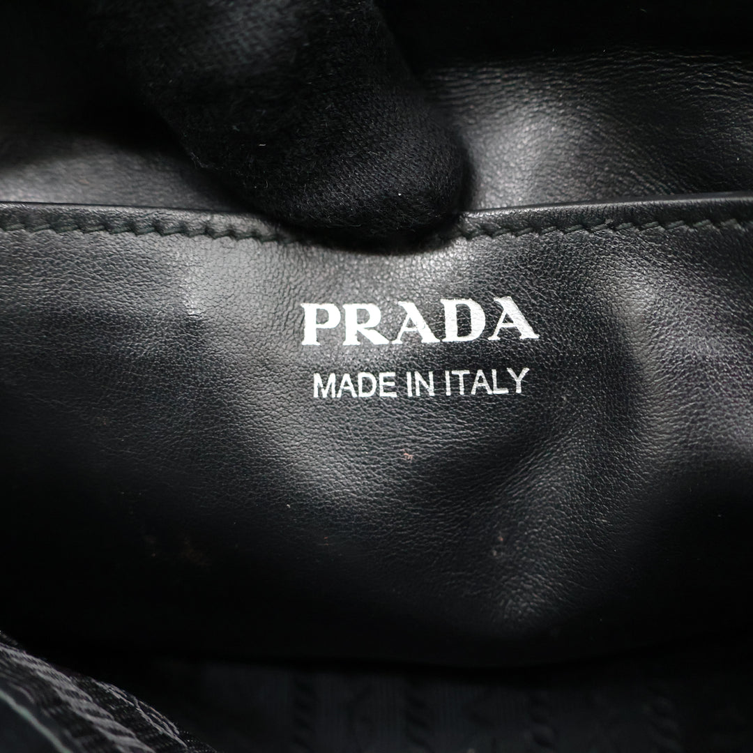 Prada Diagramme Black Calfskin Leather Camera Crossbody Handbag