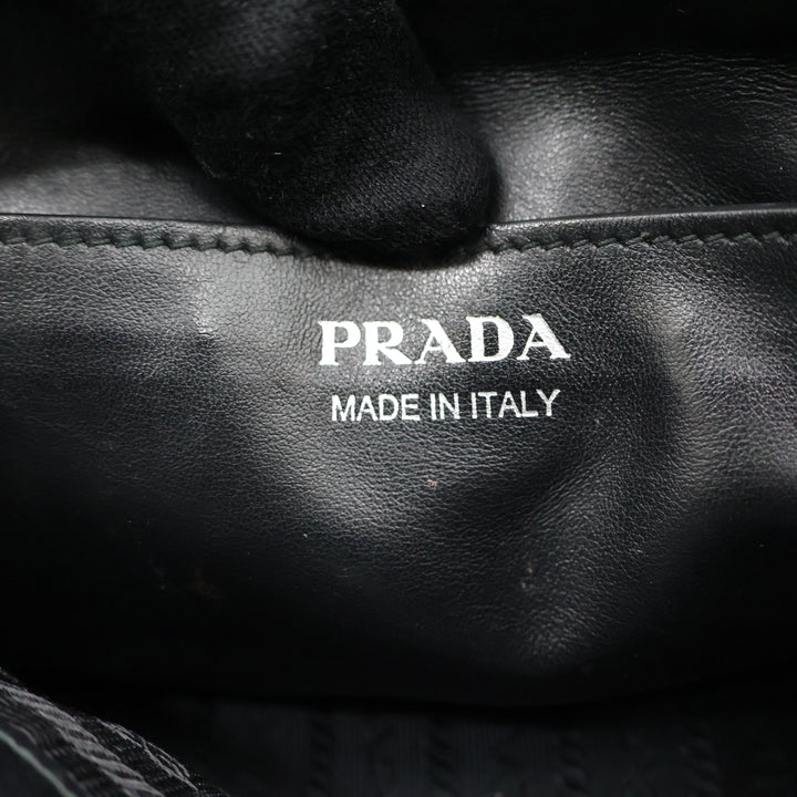 Prada Diagramme Black Calfskin Leather Camera Crossbody Handbag