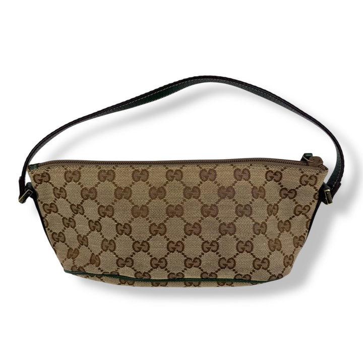Gucci GG Supreme Beige/Purple/Green Boat Pochette Handbag