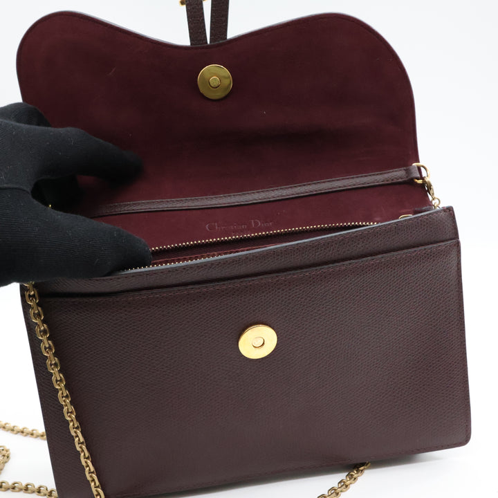 Dior Lady Dior Burgundy Wallet on Chain Pochette Bag
