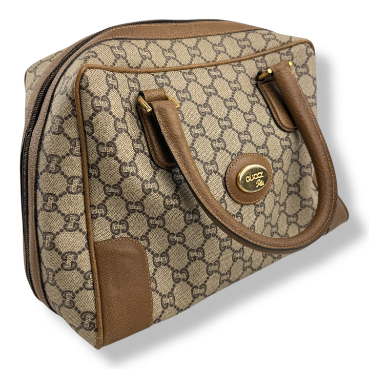 Gucci Beige GG Plus Monogram Boston Canvas Bag