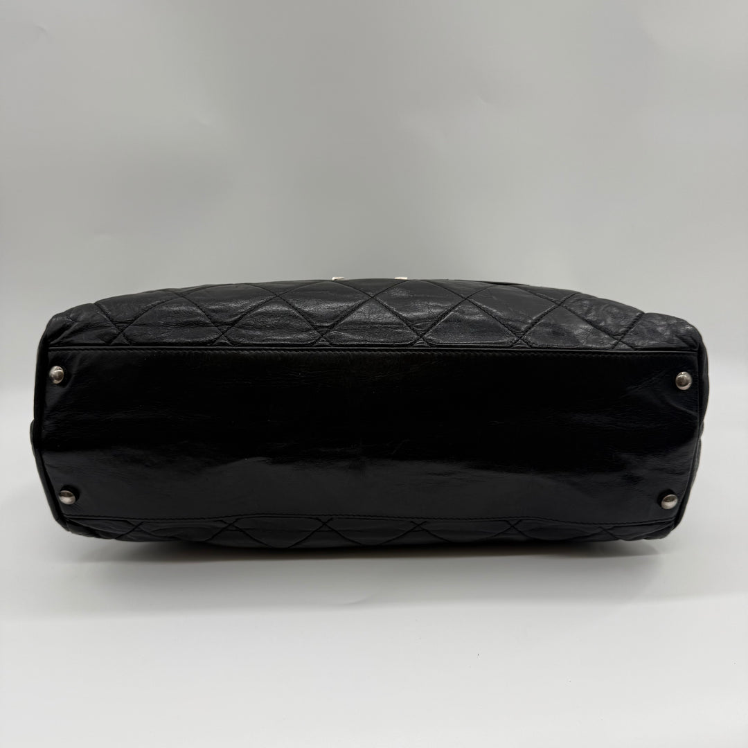 Chanel CC Boy Black Lambskin Satchel Handbag
