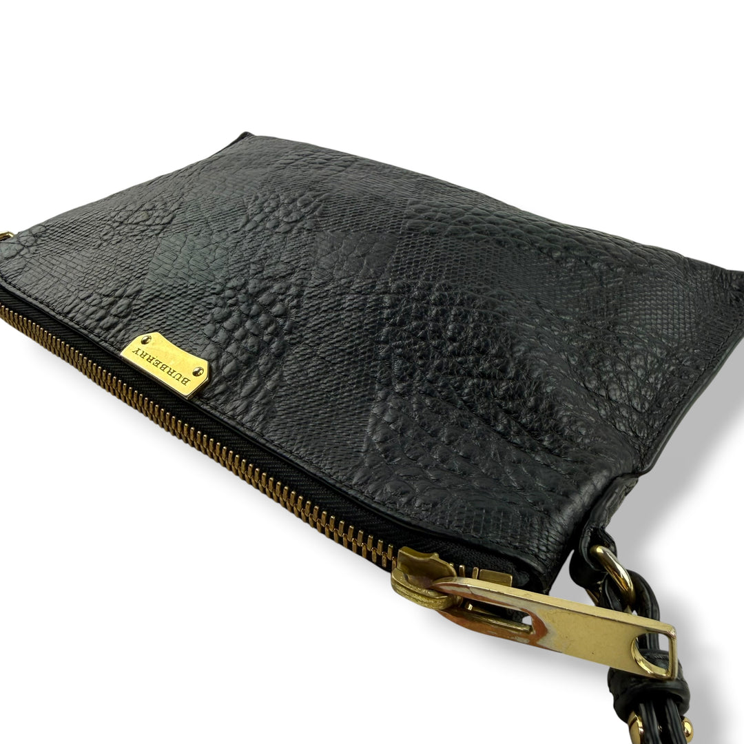 Burberry Black Leather Embossed Crossbody Bag
