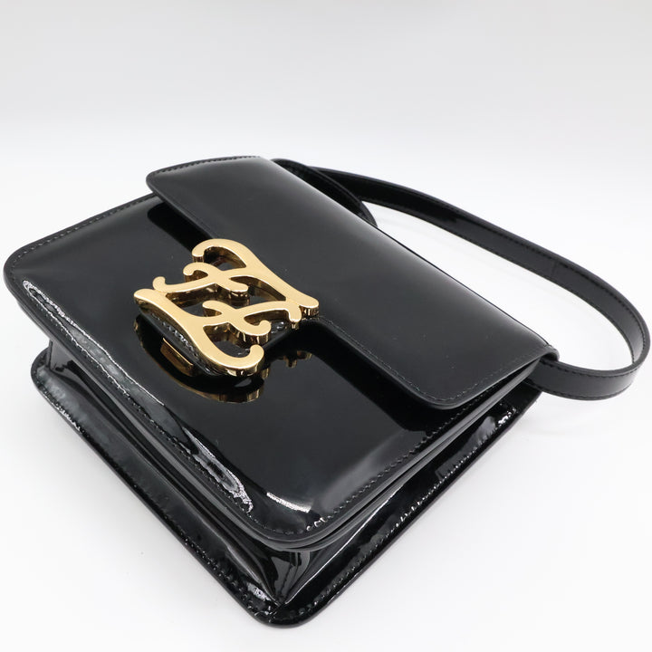 Fendi Black Patent Leather Karligraphy Crossbody Bag