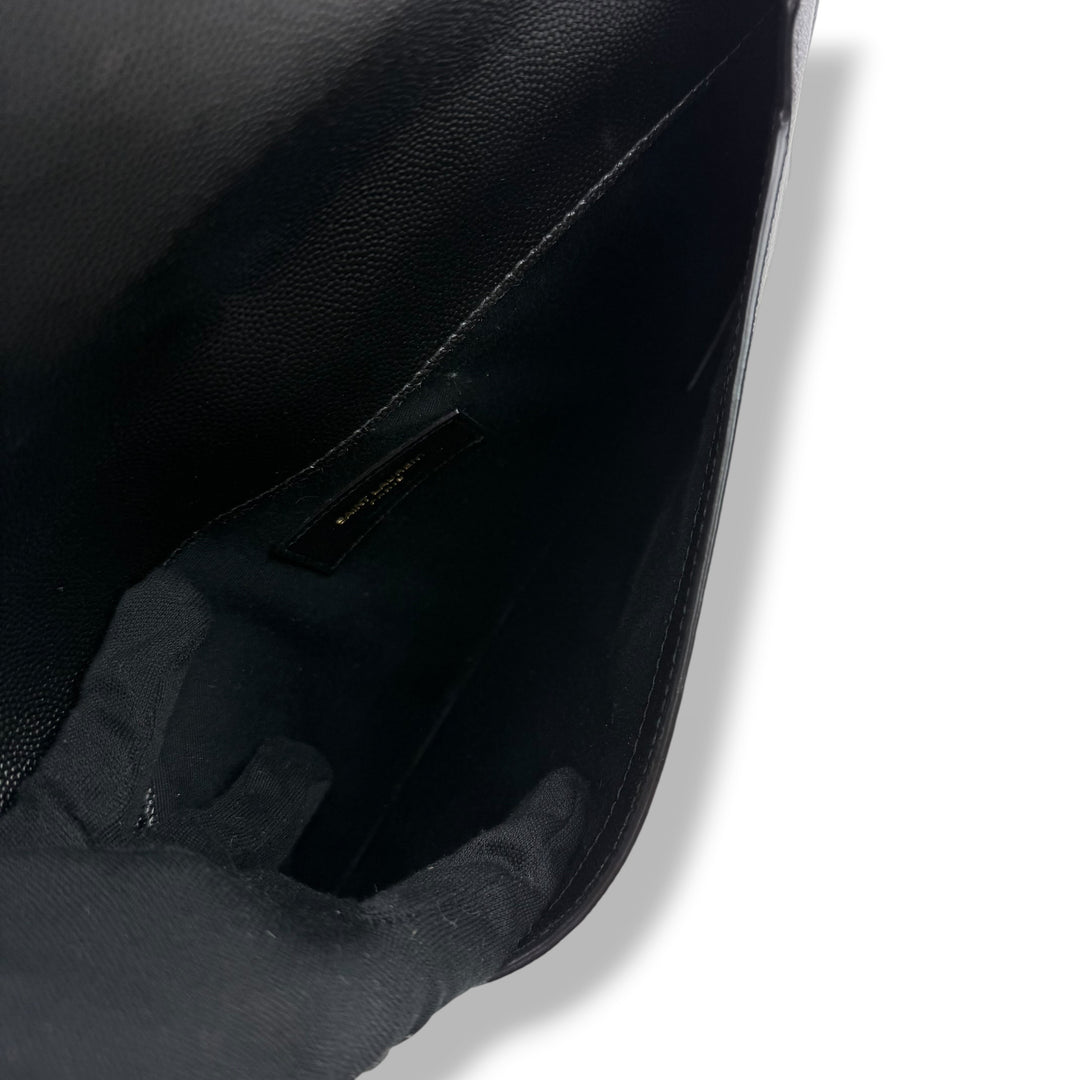 Saint Laurent YSL Uptown Black Leather Clutch Bag