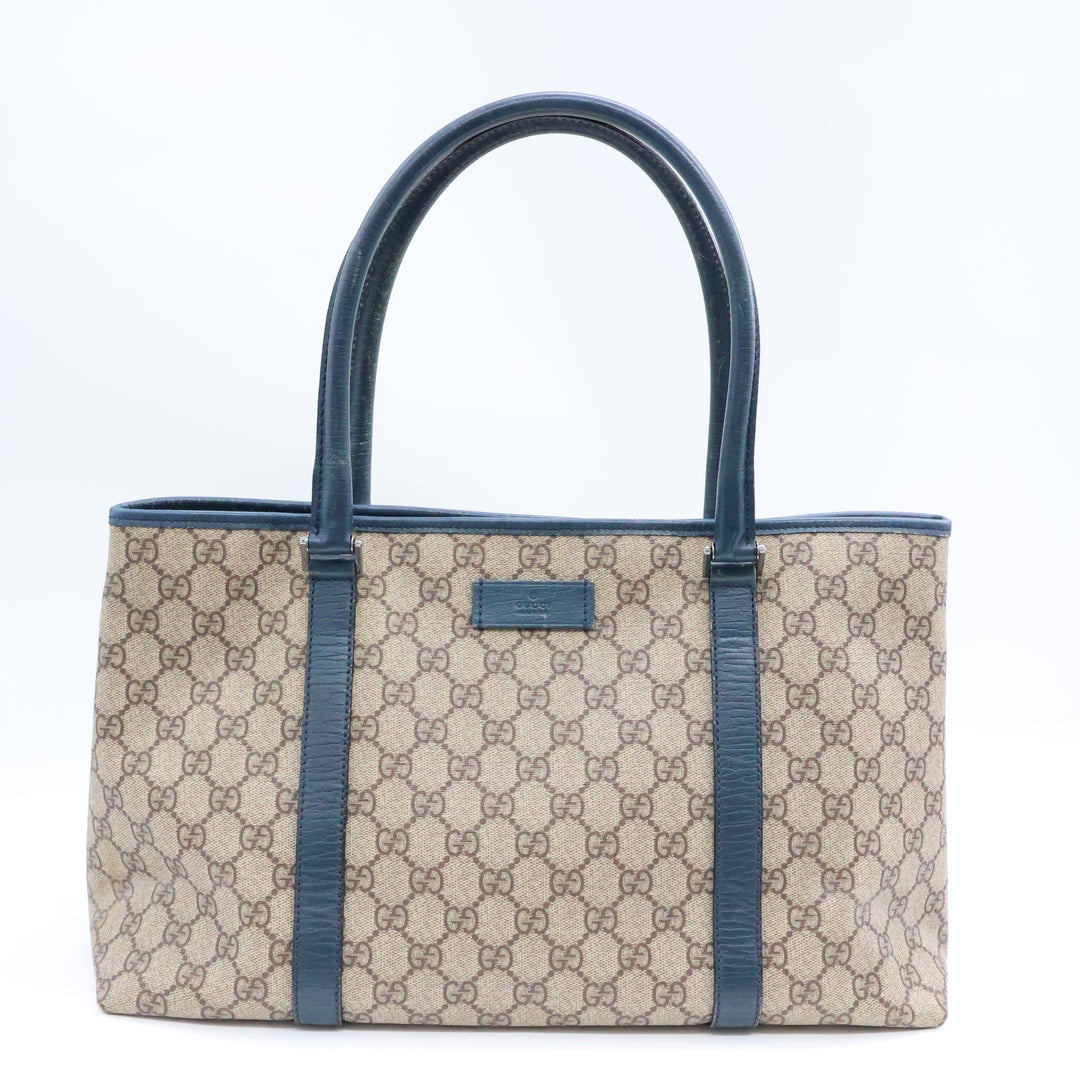 Gucci GG Beige/Cyan Supreme Canvas Tote Bag