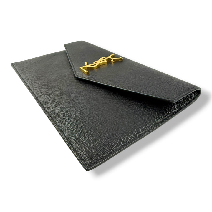 Saint Laurent YSL Uptown Black Leather Clutch Bag