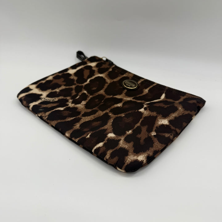 Coach Ocelot Brown Sateen Clutch Handbag
